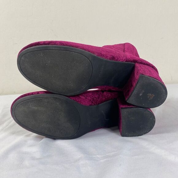 Zigi Soho Booties 9 NYDIA Burgundy velvet chunky heel lazer desgin - Picture 4 of 9